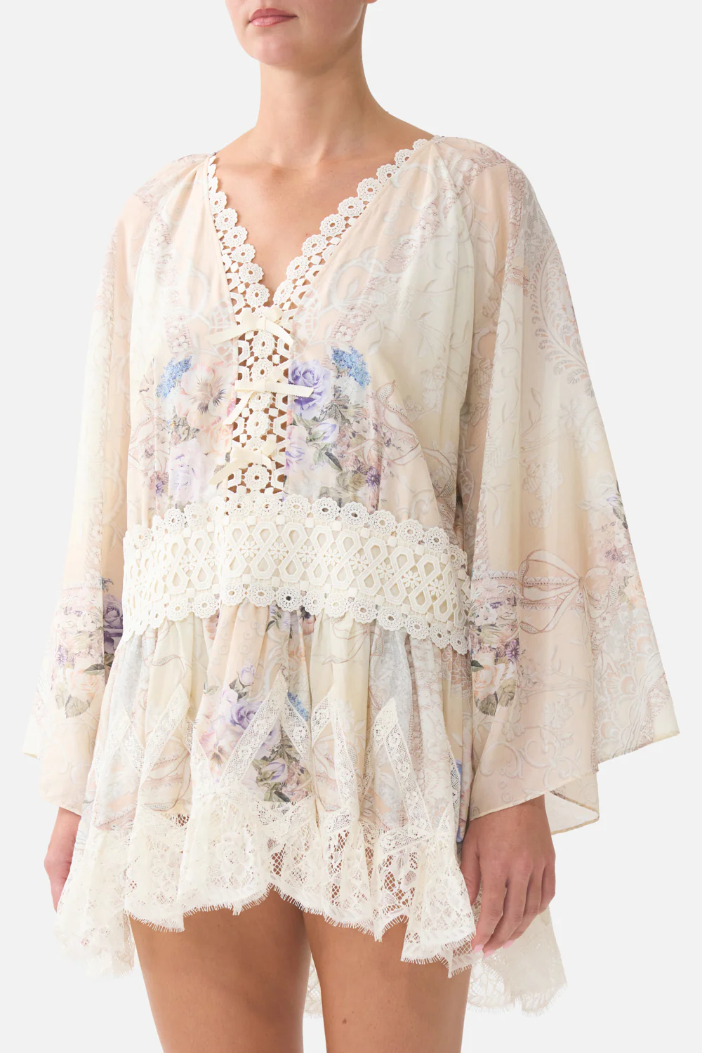 RELAXED SHORT DRESS WITH DROPPED WAIST LACED WITH LOVE - Image 5