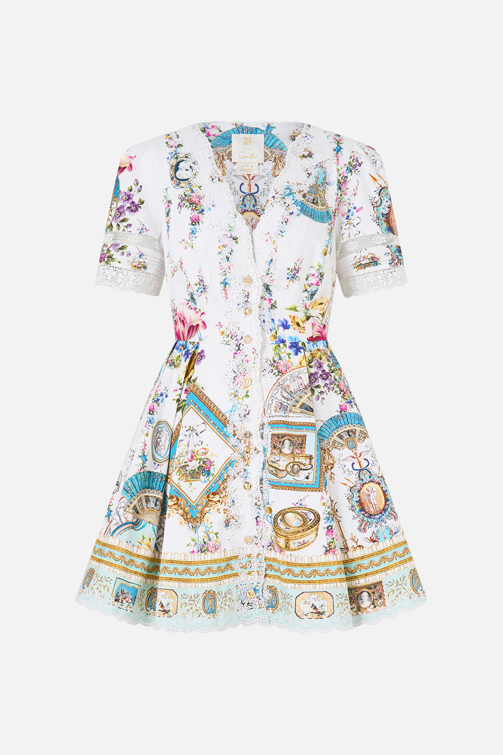 V NECK SHORT DRESS WITH SHORT SLEEVES ART FOR THE ARTISANS - Image 3