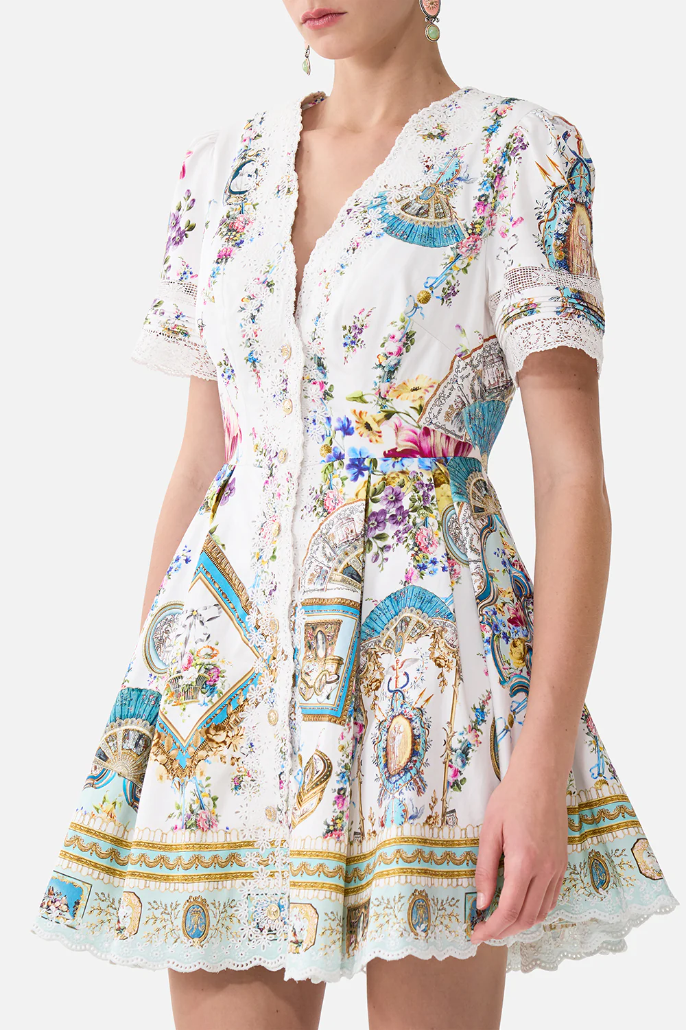 V NECK SHORT DRESS WITH SHORT SLEEVES ART FOR THE ARTISANS - Image 5