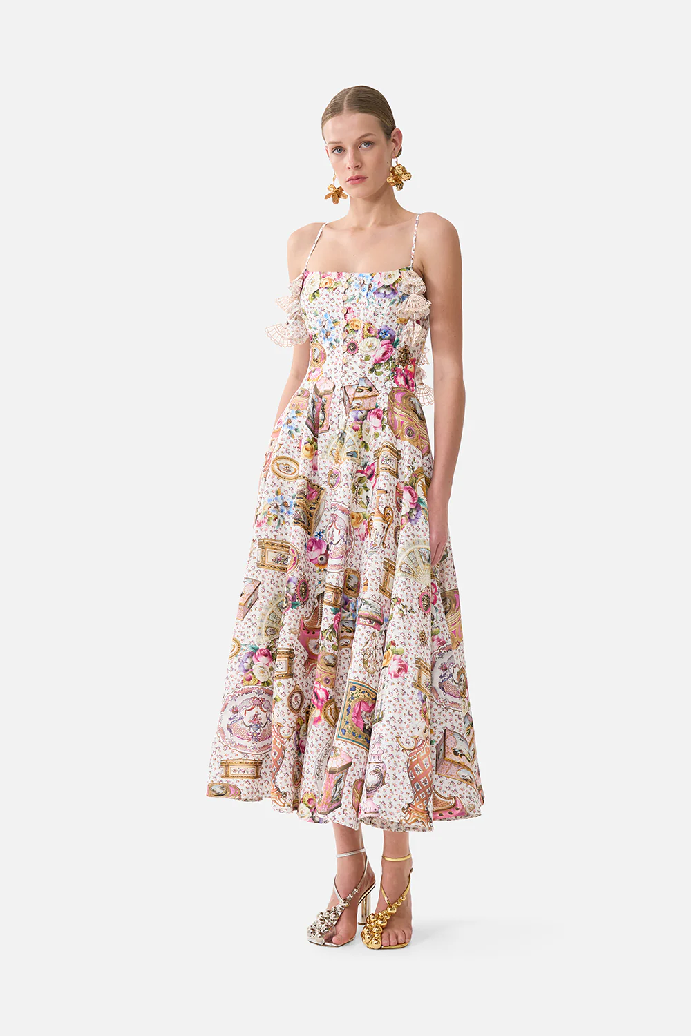 CORSET DRESS WITH LONG FLARED SKIRT IN THE HEART OF ART