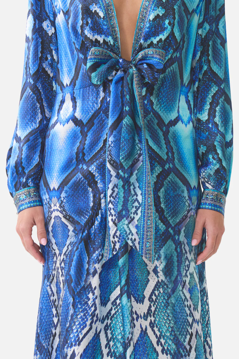 TIE WAIST LONG SLEEVE DRESS THE SAPPHIRE SERPENT - Image 6
