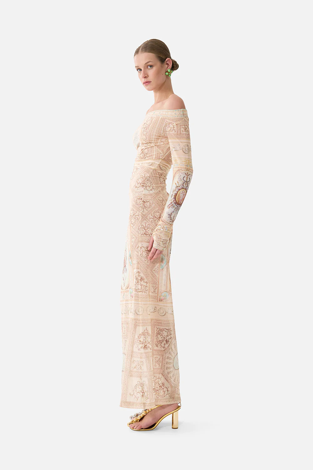 MESH OFF SHOULDER GATHERED JERSEY DRESS A BELOVED BOUDOIR - Image 4