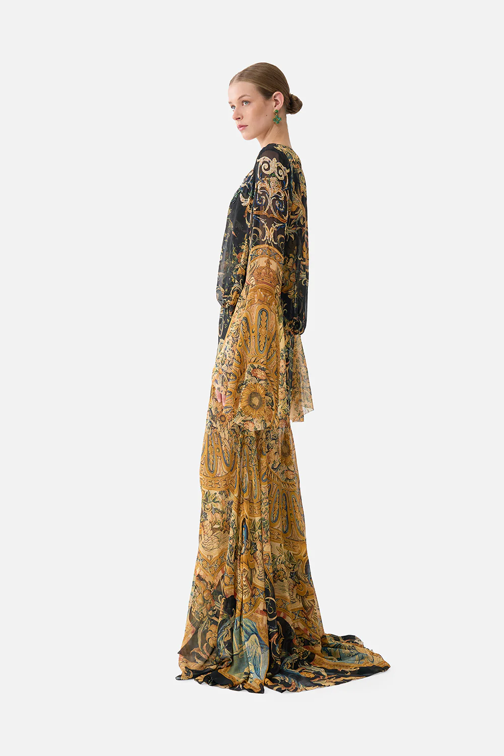 LOW CUT LACE UP FRONT LONG DRESS MUSEUM MEMOIRS - Image 4