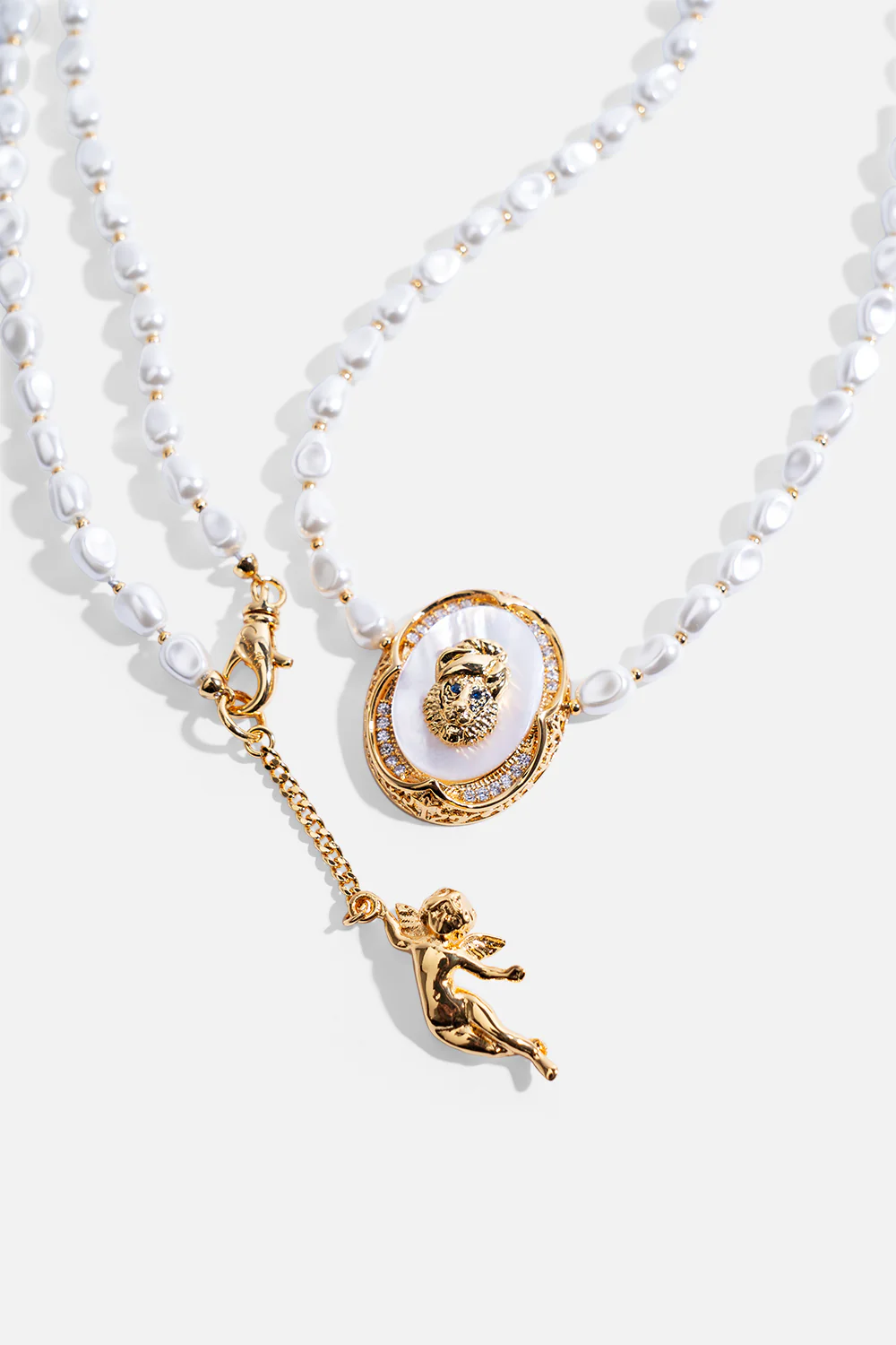 QUEEN OF CHARMS WRAP PEARL NECKLACE GOLD - Image 2