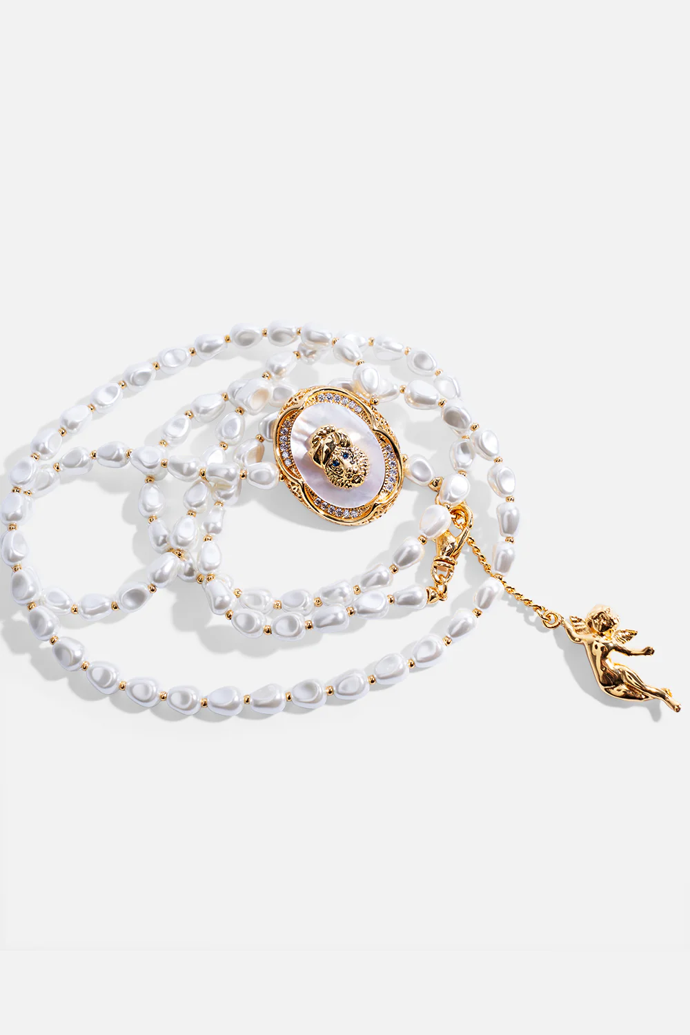 QUEEN OF CHARMS WRAP PEARL NECKLACE GOLD - Image 3
