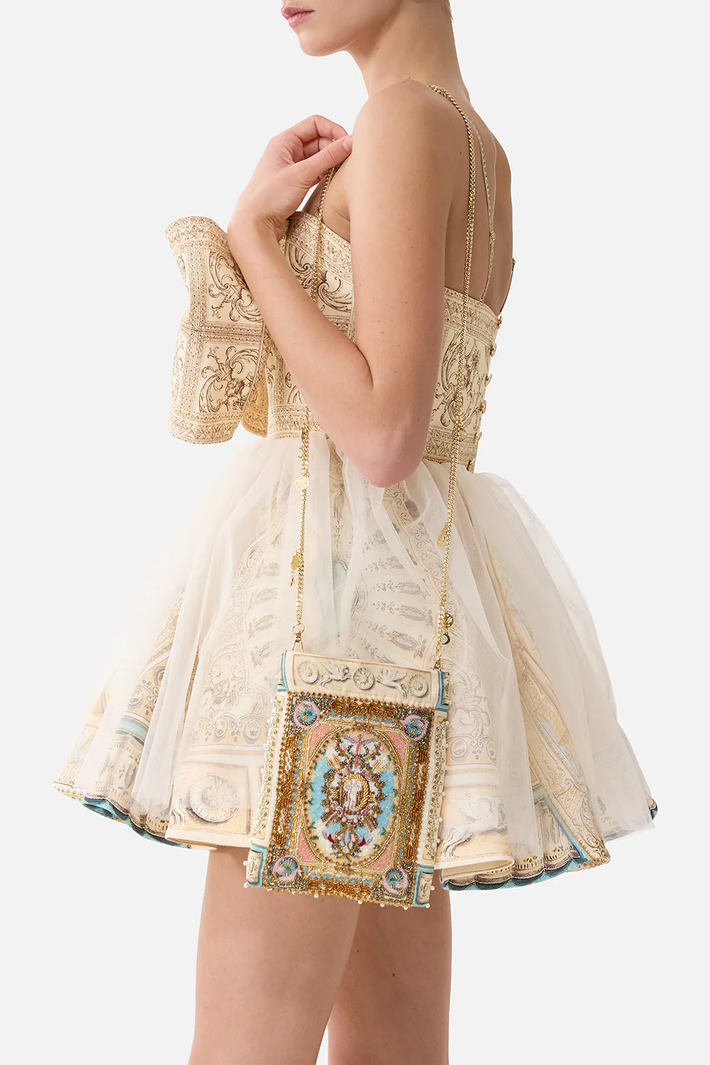 EMBELLISHED MINI TOTE WITH CHAIN STRAP A BELOVED BOUDOIR - Image 5