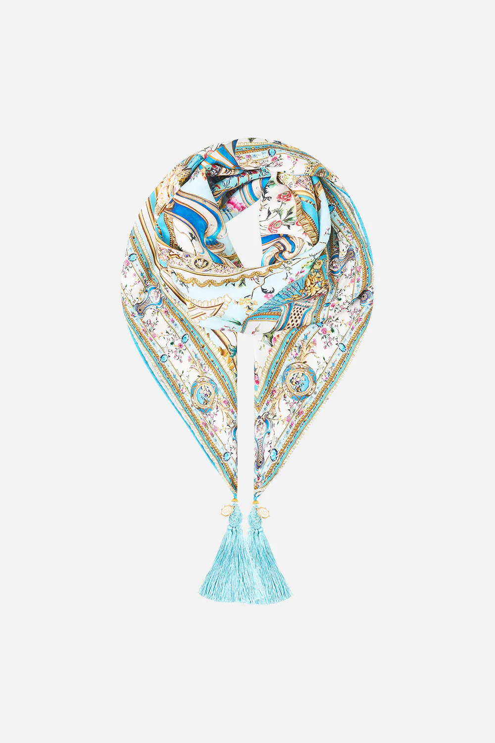 LARGE CRYSTALLED SILK SQUARE SCARF ART FOR THE ARTISANS