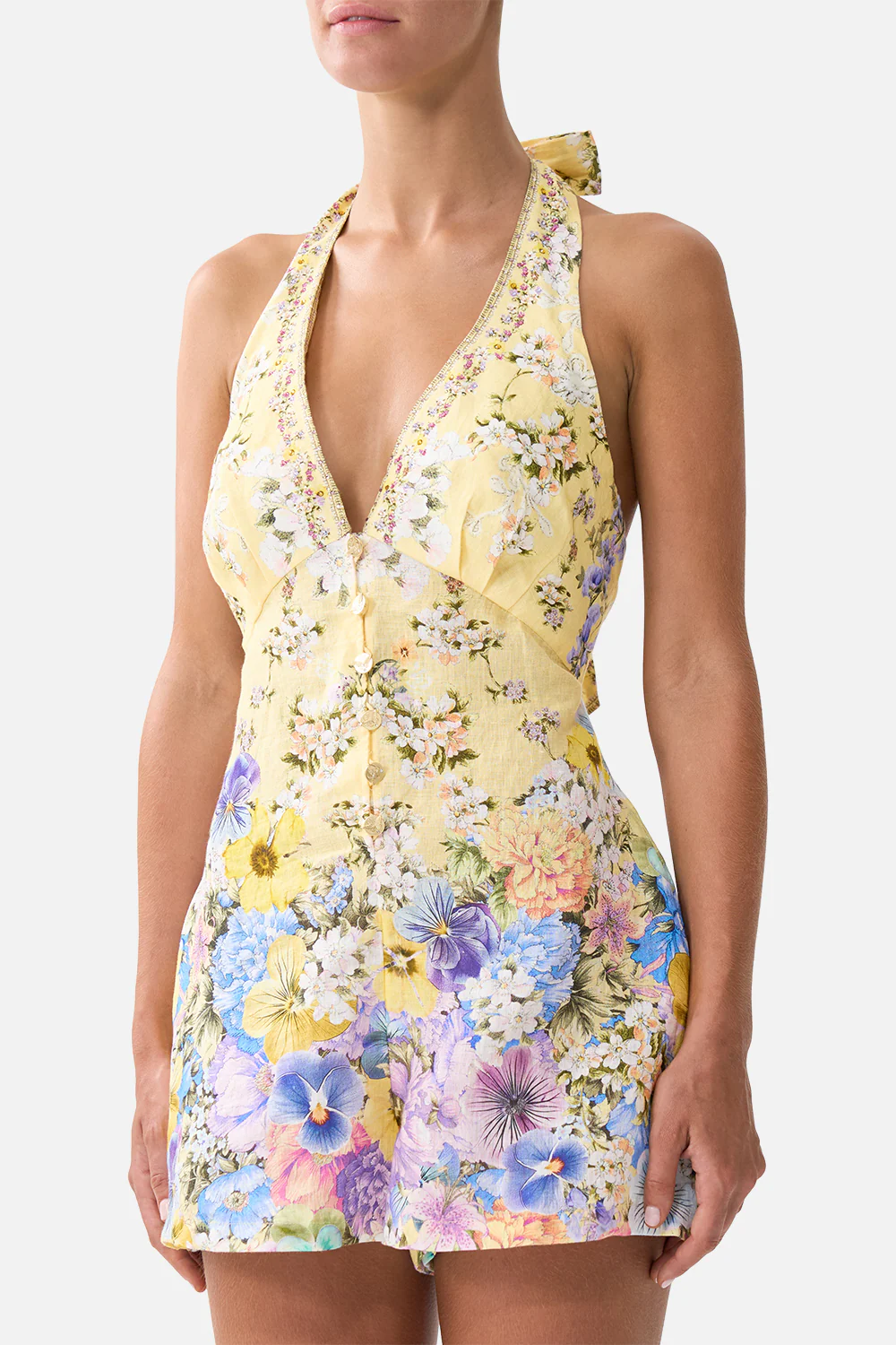 BUTTON FRONT HALTER PLAYSUIT DARLING BUDS - Image 5