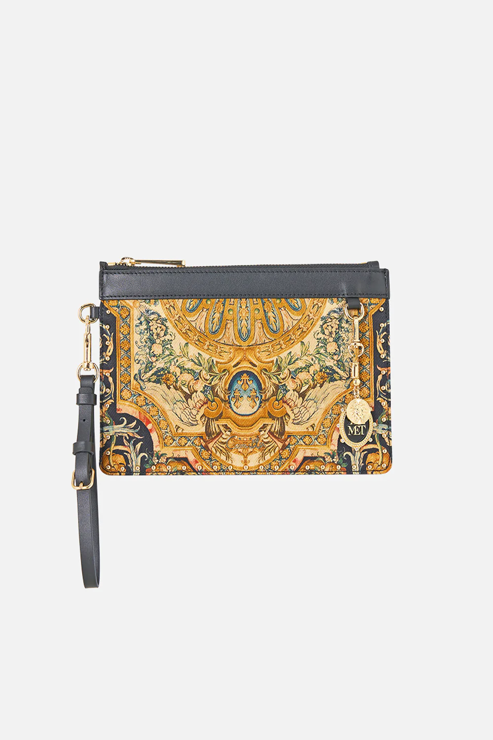 CLUTCH WITH LEATHER TRIMS MUSEUM MEMOIRS