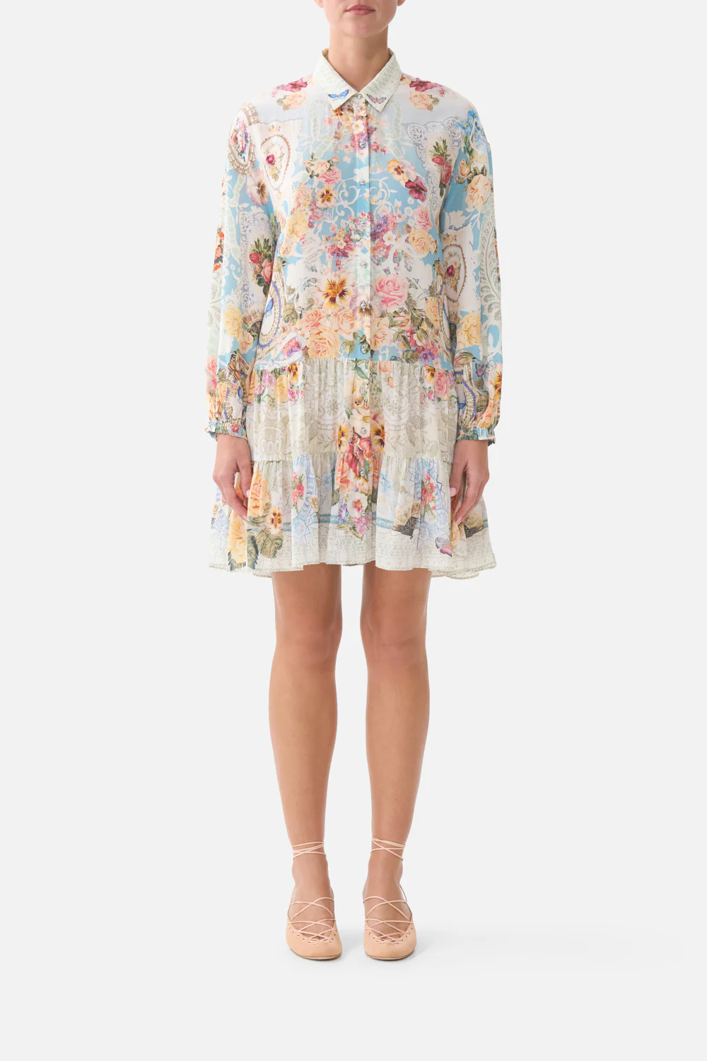 LONG SLEEVE TIERED SHORT DRESS A TASTE FOR LACE