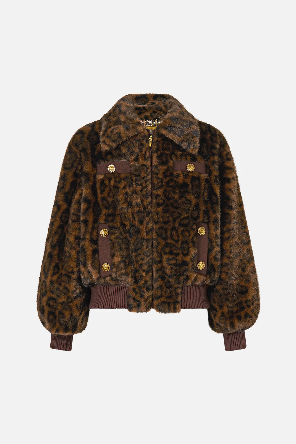 FAUX FUR BOMBER WITH POCKET DETAILS FIESTA, SIESTA, REPEAT