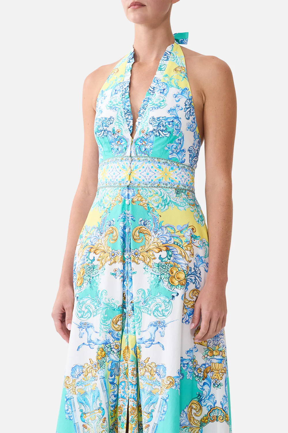 RUFFLE NECK HALTER DRESS DIAL UP THE TILES - Image 4